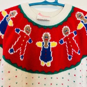 Vtg 90s Eagle’s Eye Wool GINGERBREAD COOKIE Christmas sweater MED original tags